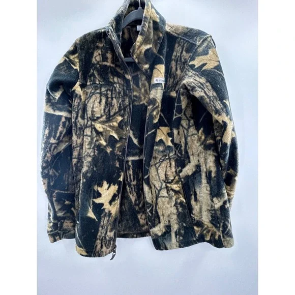 Columbia Camouflage Fleece Jacket XL Full Zip Hunting Outdoor Warm Active - Picture 2 of 9